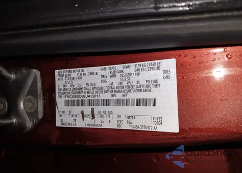 2016 Ford Escape Se из США, поврежденный, VIN 1FMCU9GX4GUA52013